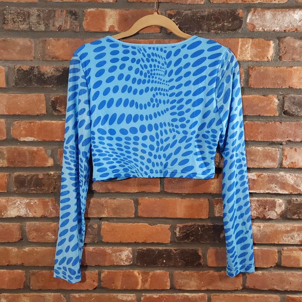Superdown Revolve Gianna Long Sleeve Polka Dot Cut-out Crop Top Y2K Women's L - Picture 7 of 9